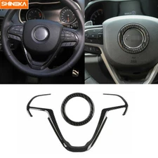 Carbon Fiber Steering Wheel Cover Trim for Jeep Cherokee/Grand Cherokee 2014-20