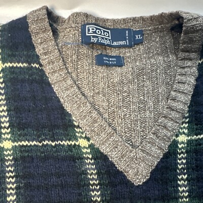 Vintage Polo Ralph Lauren 83% Wool 17% Silk Sweater Vest Mens X
