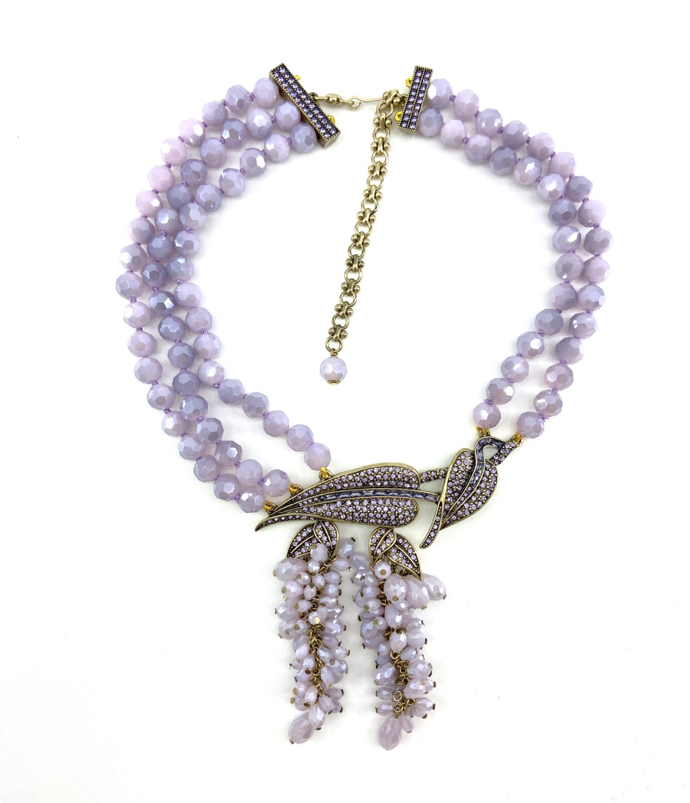 HEIDI DAUS Divine Wisteria Violet Flower Crystal Beaded Drop Necklace