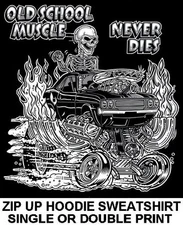 1970-74 OLD SCHOOL MUSCLE HOT ROD RACE BLOWER CAR SKULL ZIP HOODIE SWEATSHIRT O3
