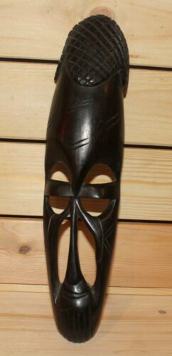 Vintage African hand carving wood tribal wall hanging mask - Picture 5 of 7