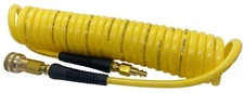HEAVY DUTY 250PSI Braided Poly Coiled Air Hose 3/8 X 20 FT Yellow Quick Connect