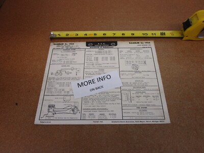 1966 Rambler AMC 6 six cylinder engine 199 232 AEA tune up chart spec sheet