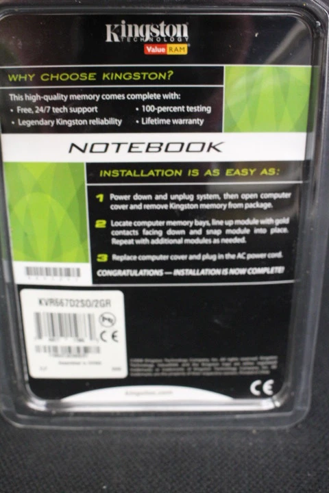 New Lot of 2  Kingston 2GB DDR2 PC2-5300 667MHz Notebook Memory Cards - Image 3 of 4