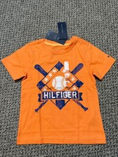 Tommy Hilfiger Boy Short Sleeve Baseball Graphic T-Shirt Orange Size 4T New