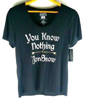 Women's GOT T Shirt Top NWT You Know Nothing Jon Snow Black Game Thrones Large