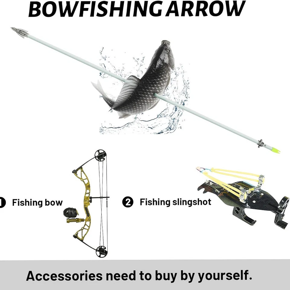 Archery Bowfishing Arrows 36" Solid Fiberglass OD 8mm Shaft Fishing Bow Hunting - Image 4 of 4