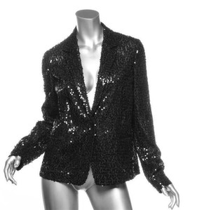 womens black sequin jacket