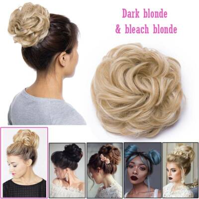 Rose Curly Messy Bun Real as human Hair Piece Scrunchie Updo Wrap Hair Extension
