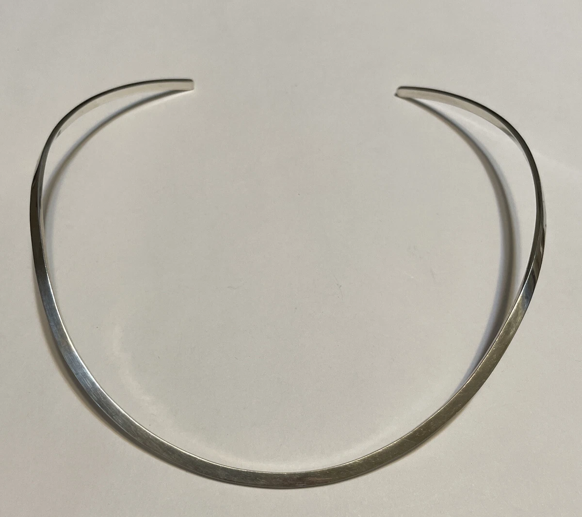 Vintage Sterling Silver Mexico Solid Collar Necklace Signed