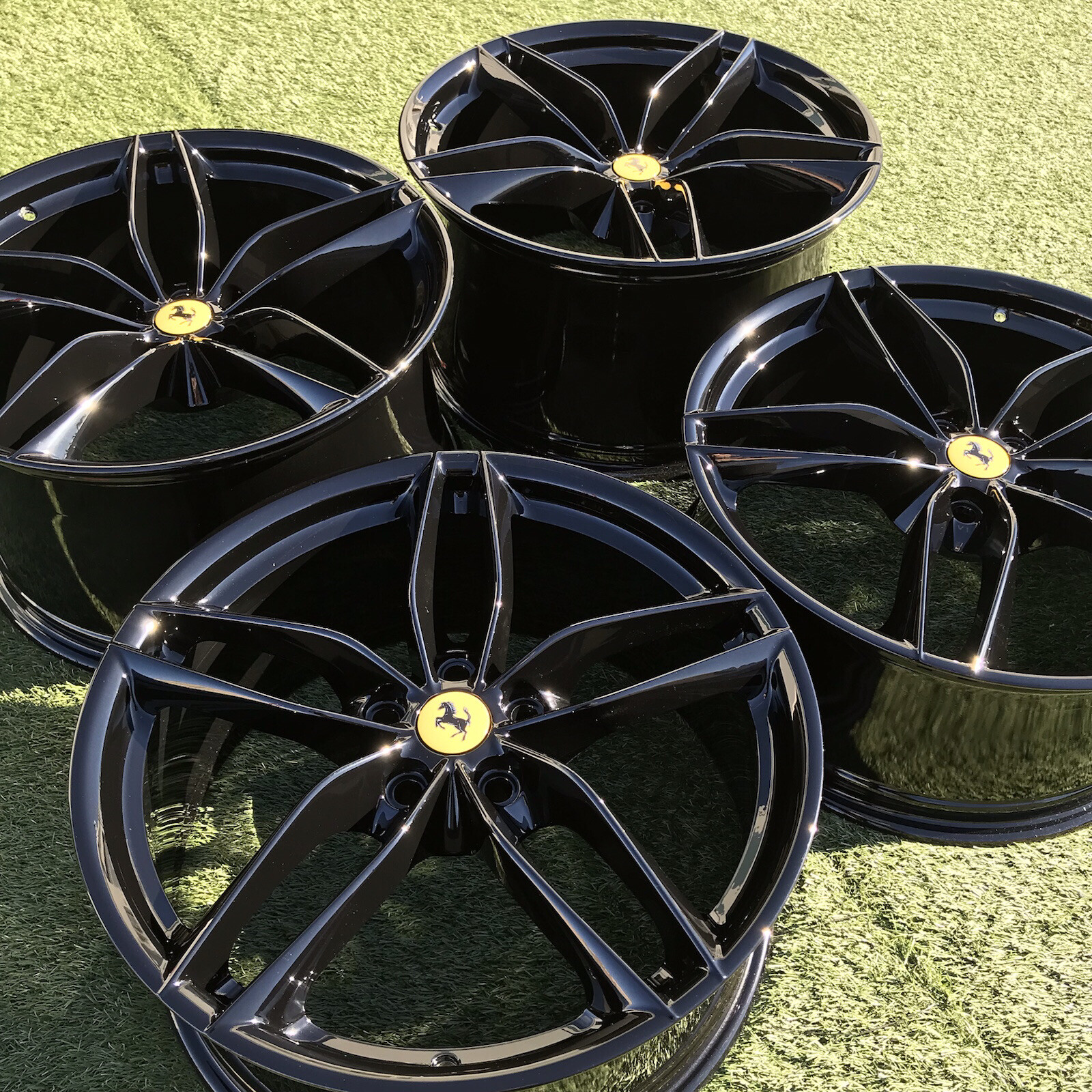 20 FERRARI 488GTB SPIDER F8 488 RIMS WHEELS OEM FACTORY SET 4 BLACK FORGED 