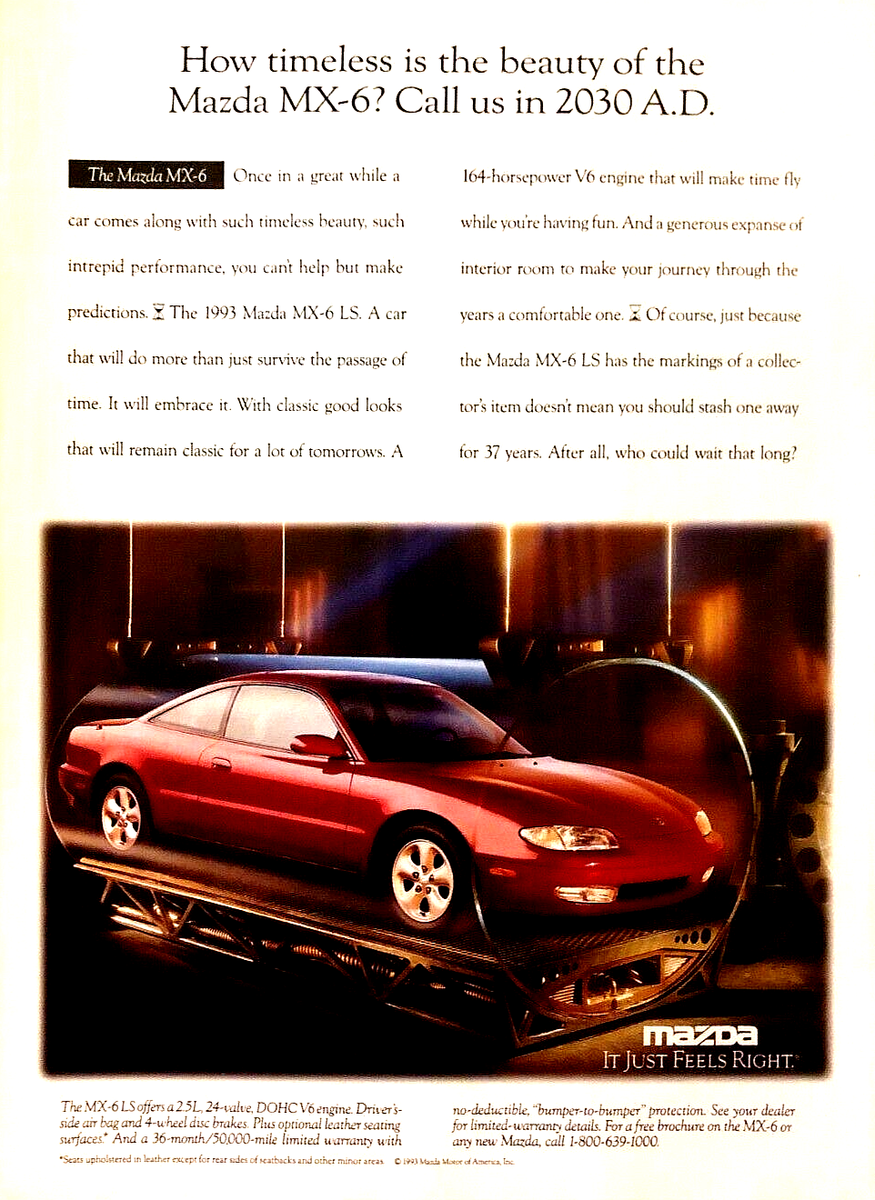 1993 MAZDA MX-6 MX6 LS COUPE—VINTAGE MAGAZINE ADVERTISEMENT