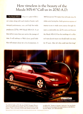 1993 MAZDA MX-6 MX6 LS COUPE—VINTAGE MAGAZINE ADVERTISEMENT