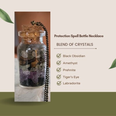 Crystal Spell Bottle Necklace For Protection