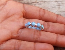 Natural Larimar Full Eternity Band Ring-925 Sterling Silver Handmade Ring