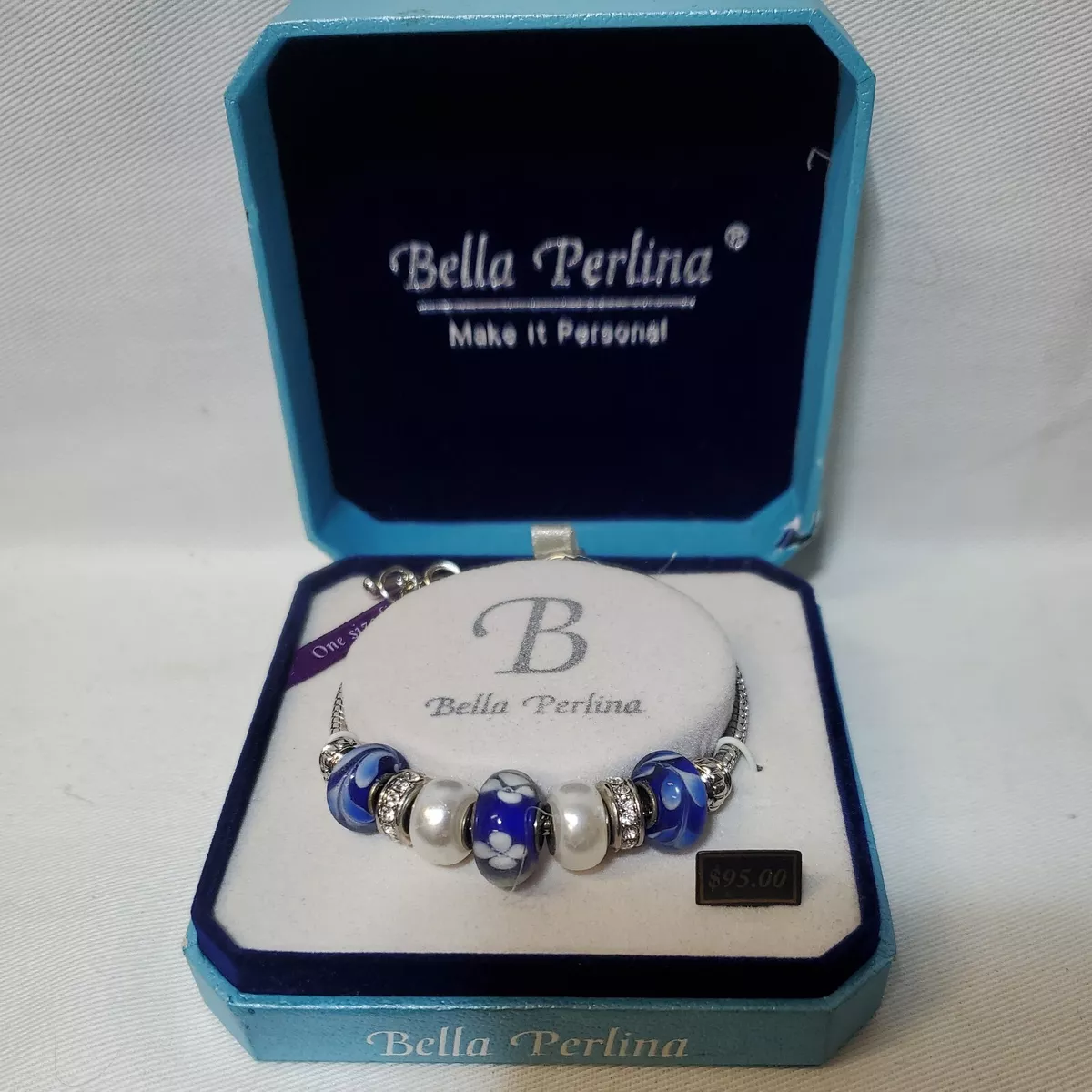 Bella Perlina Charm Bracelet Silver and Blue One Size