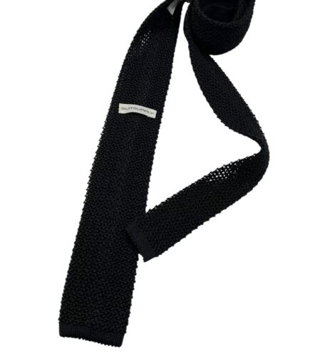 🆕SUITSUPPLY XL Solid Black Knit Silk LUXURY Slim Tie ITALY - Picture 2 of 5
