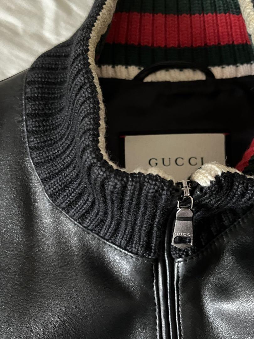 Gucci Leather Jacket Black Sherry Line Size 46 | eBay