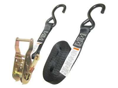 1 X 12 Black Heavy Duty Ratchet Tie Down Straps W Vinyl S Hooks Short Tail Ebay
