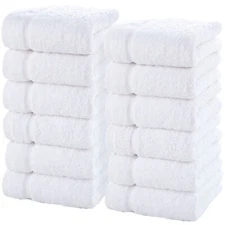 Luxury Cotton Washcloths (13x13 inch)- Hotel Spa Bathroom Face Towel (Set of 12)