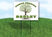 BAGLEY FAMILY REUNION GR TREE 18 in x24 in Yard Sign Road Sign with Stand