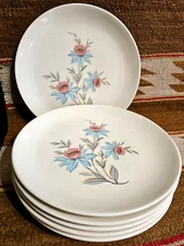 6 BEAUTIFUL Steubenville Pottery Co USA Fairlane Pattern DINNER PLATE DISH