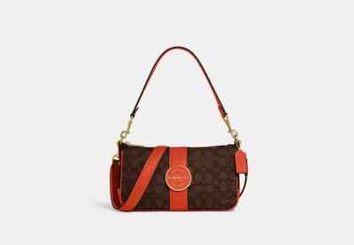 Authentic Coach Lonnie Baguette In Signature Jacquard Style