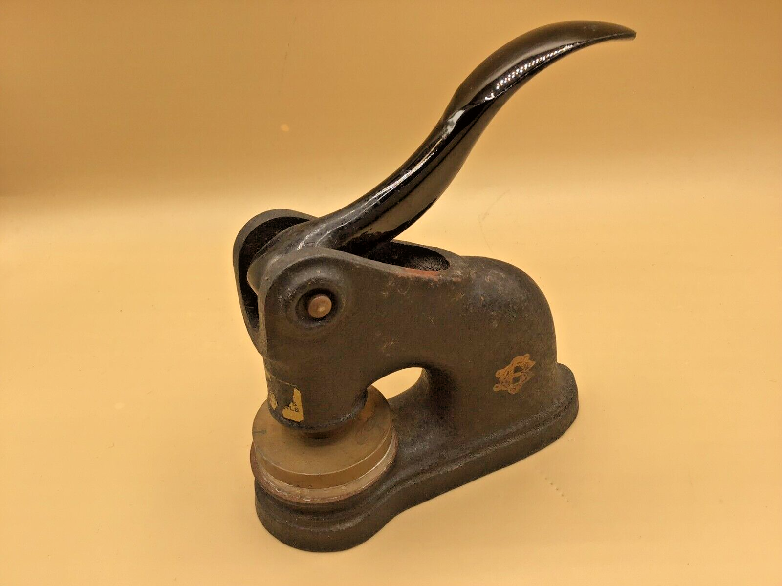 Vtg BERNARD Toronto cast iron embossing stamp CENTRAL PORPHYRY CONTACTS