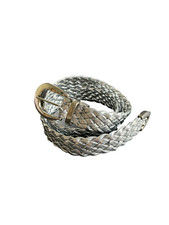 Vintage Women s Belt Braided Metallic Silver Belt 36
