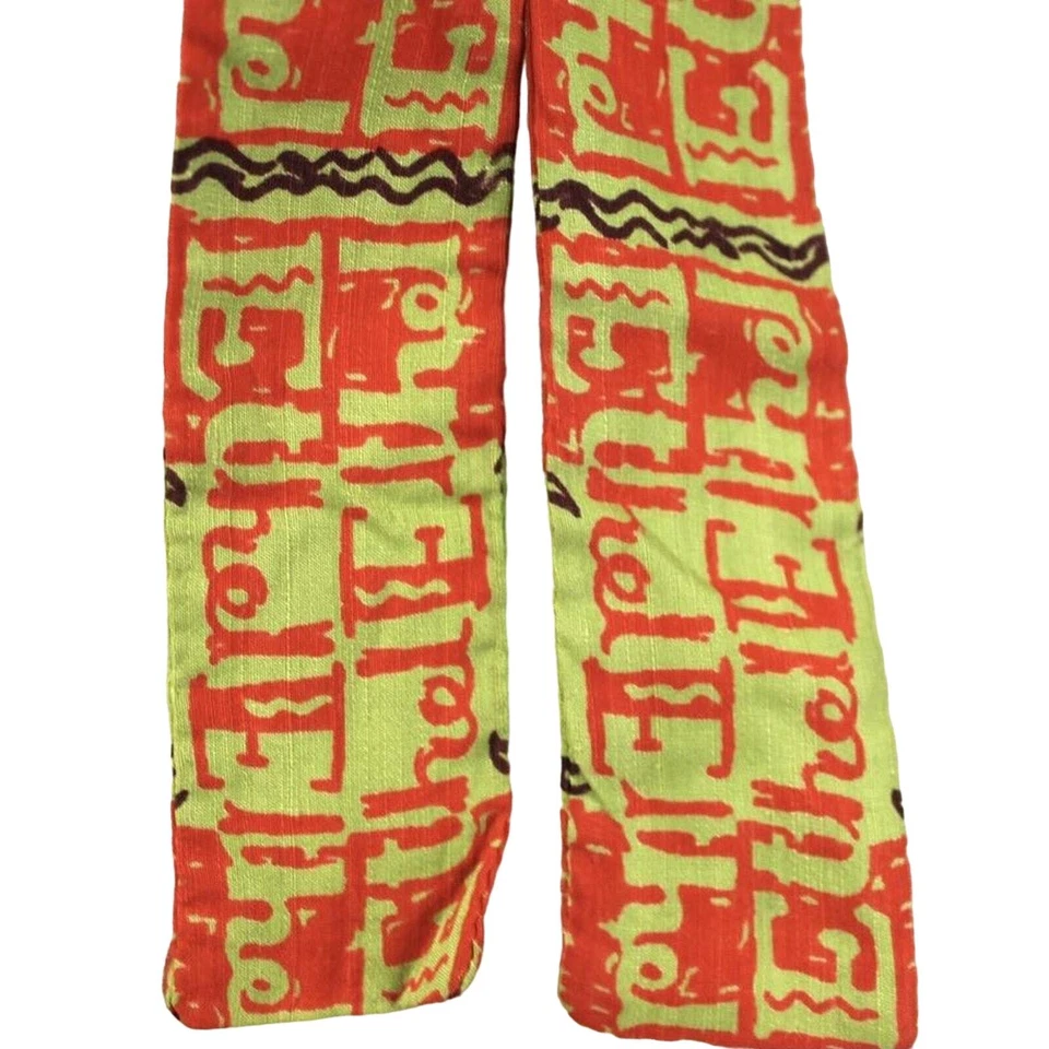 复古 Ethel Lost Her 围巾 领带! 20 世纪 50 年代人造丝橙色绿色名称是 Ethel — 第 3/4 张图片