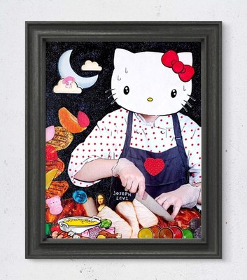 Original 8x10 Mixed Media Sanrio Hello Kitty Painting Canvas Panel Wall Art