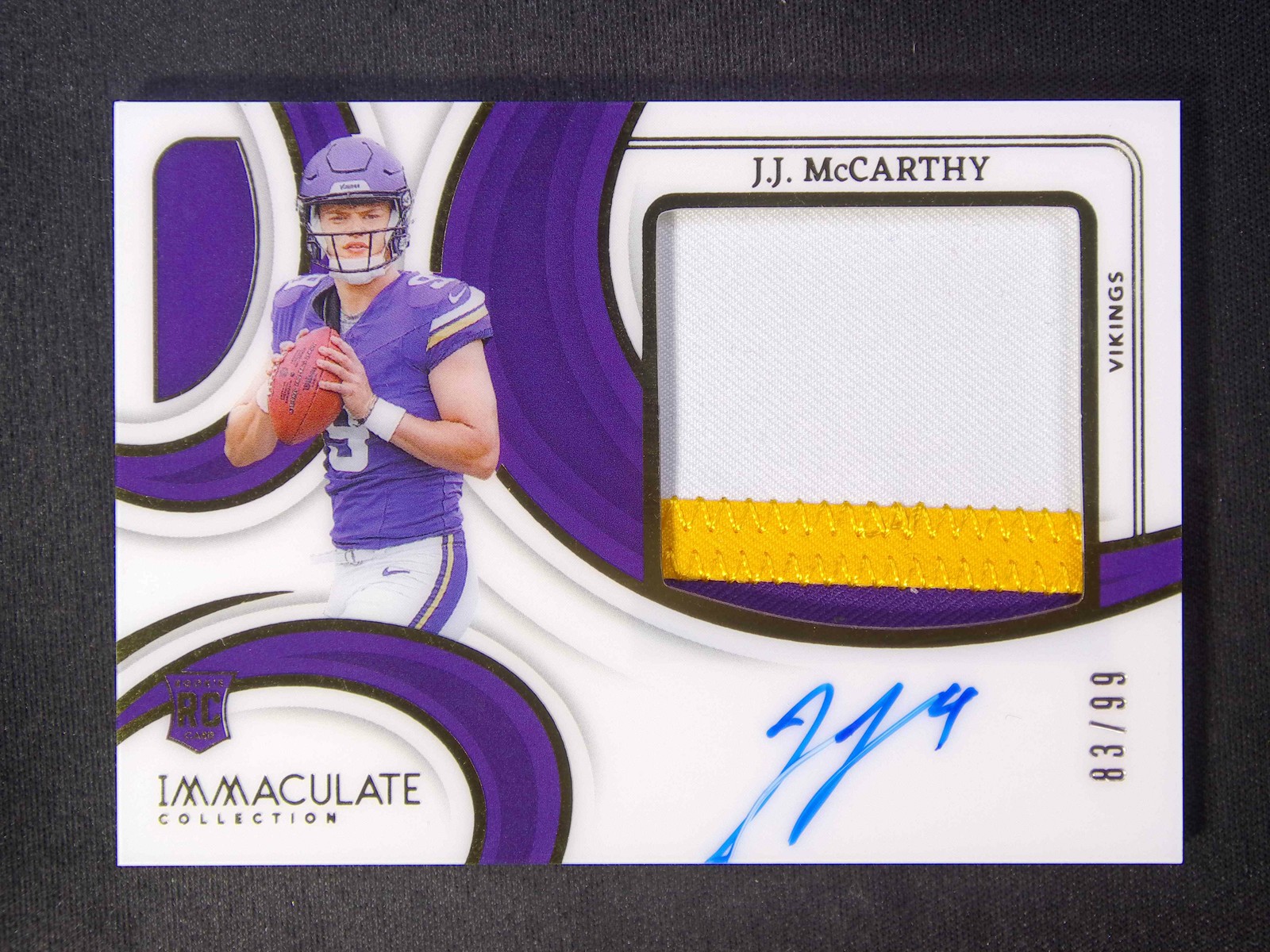 2024 Panini Immaculate J.J. McCarthy RC Rookie Premium Patch Auto RPA /99