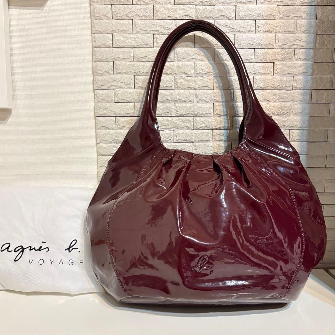 agnes b VOYAGE Enamel Shoulder Bag Bordeaux Lightweig… - Gem