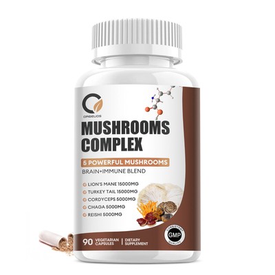 Mushroom Complex for Brain Health Lion's Mane & Reishi 10 Powerful Mushrooms
