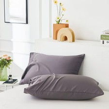 Cooling Pillow Cases Standard Size Set of 2 - Rayon Derived from Bamboo, Grey...