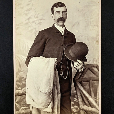 Cabinet Card Photo Dapper Man Holding Hat Coat Excelsior Portrait Phila PA
