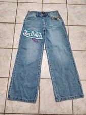 BRAND NEW Von Dutch Jeans Mid Rise Wide Leg Detailed Denim Y2K Women's Size 9