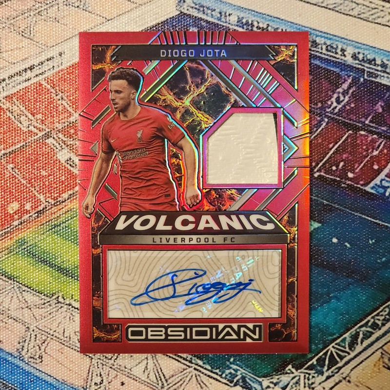 2022-23 Panini Obsidian Diogo Jota Volcanic Match Worn Patch Auto Red Flood /8