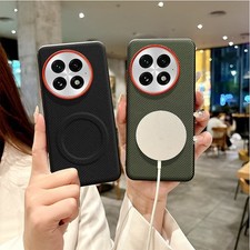 Luxury Business Magnetic Matte Nylon Pattern Leather Back Case For OnePlus 13 5G