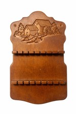 Vintage Wooden Spoon Display Rack Hand Carved Wall Mount Rustic Farmhouse Decor