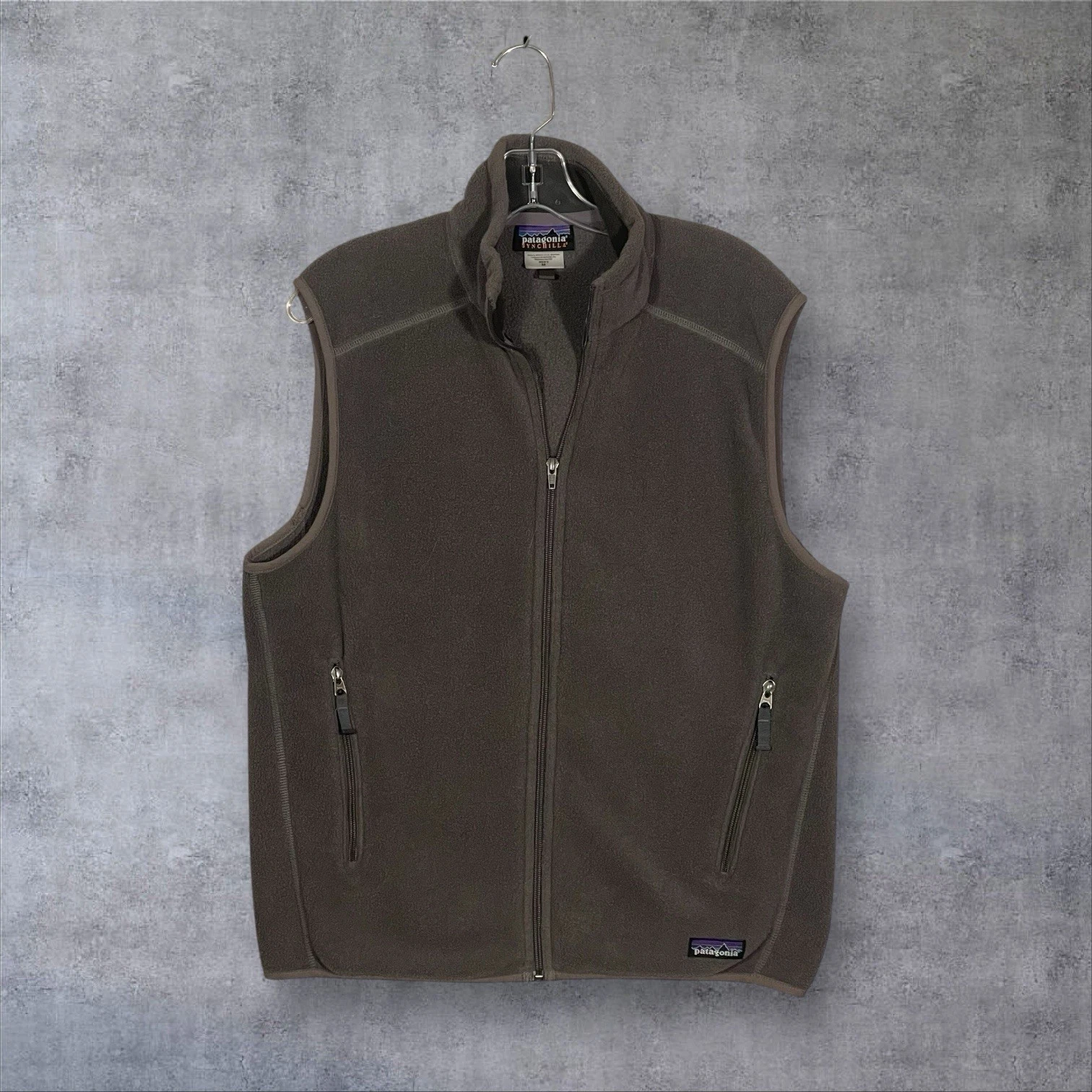 Patagonia Synchilla Full Zip Fleece Vest Mens M Gray Side Pockets Layering