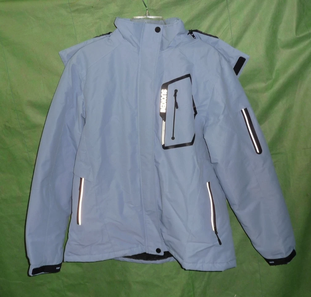 Suokeni Women's Light Blue Hooded Ski Snow Jacket Waterproof Large NWOT