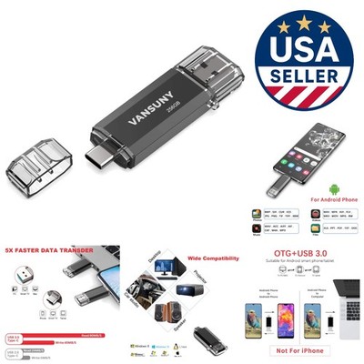 Versatile 256GB USB C Memory Stick - Fast Data Transfer with Dual Connectivity