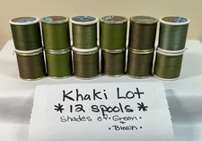 Pre-owned Lot: Shades of Khaki Green and Khaki Brown Sewing Thread, 12 Spools