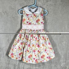 Bonnie Jean Spring Floral Embroidered Dress Girls Size 4 Easter Garden Party