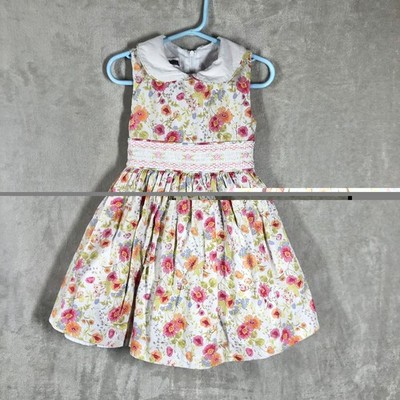 Bonnie Jean Spring Floral Embroidered Dress Girls Size 4 Easter Garden Party