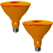 120-Watt Equivalent PAR38 Decorative LED Light Bulb in Orange (2-Pack)