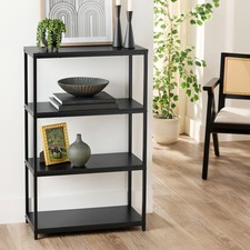 4-Shelf Metal Frame Bookcase, Black Finish