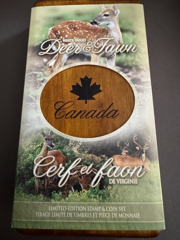 Canada 2005 $5 Commemorative White-tailed Deer & Fawn Set silver coin + stamp 