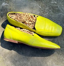 tennis ball yellow Stephane Kelian Paris LEATHER SHOES FLATS EUC 4.5 US 7 sq toe